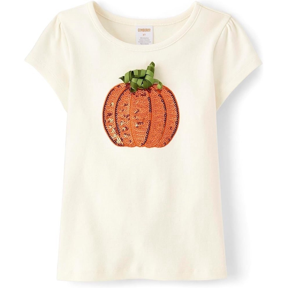 Gymboree Girls Pumpkin Top 3T Cream Fall Autumn‎ Cottagecore Cute